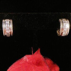 Judith Ripka Sterling Silver CZ Huggie Hoop Earrings